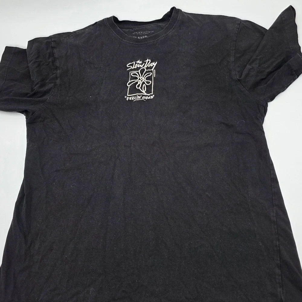 Skater Denim & Flower Graphic T-Shirt Mens Medium Black‎ Relaxed Fit California